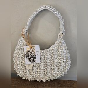 From India To You Pearl Beaded Bag with Crescent Shape 🤍